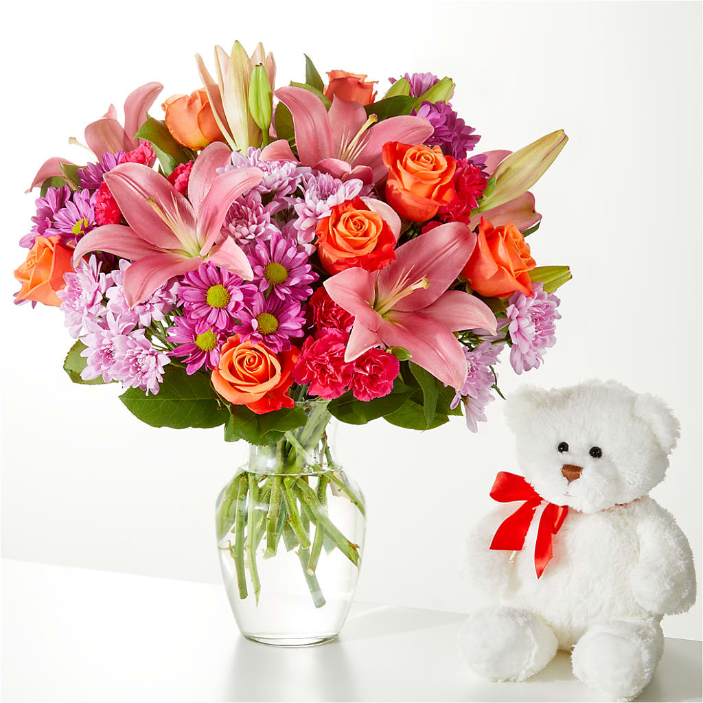 One and Only Bouquet and Bear Bundle – The Rose Shop, Kerrville TX