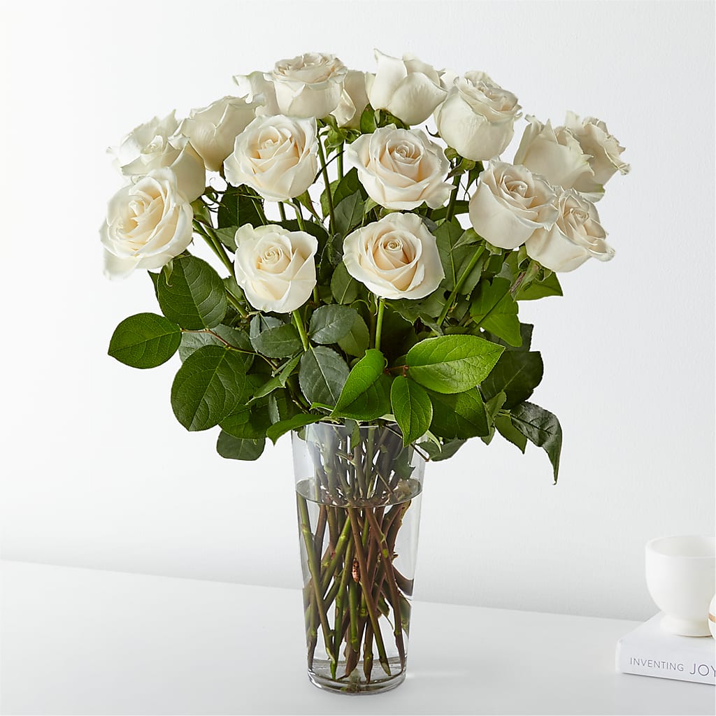 Long Stem White Rose Bouquet – The Rose Shop, Kerrville TX