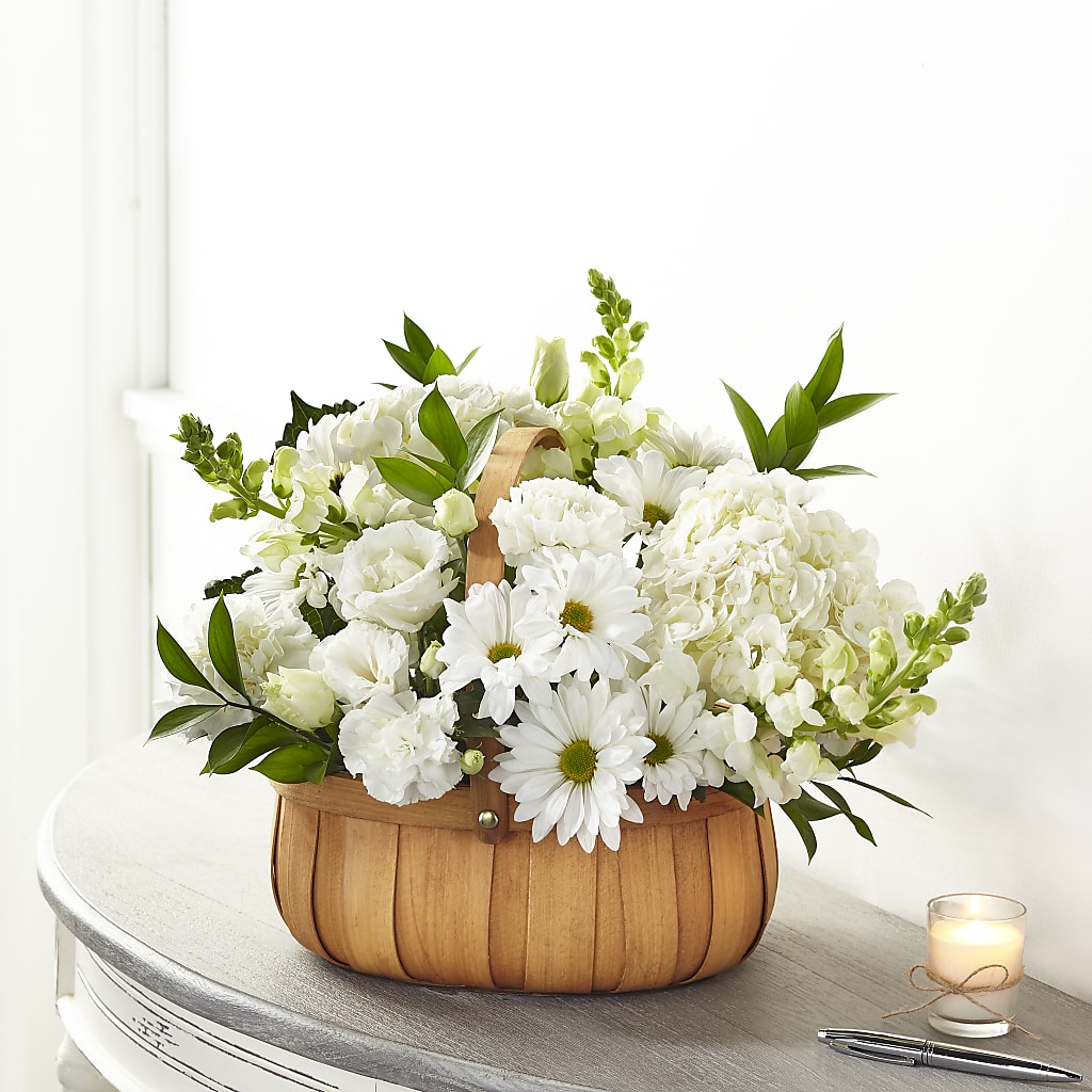 Pure Ivory Basket – The Rose Shop, Kerrville TX