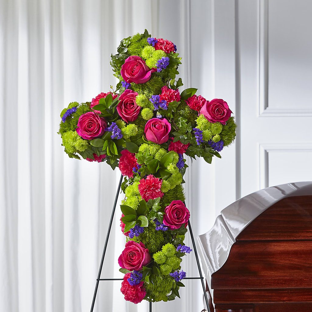 Tribute Rose Floral Cross – The Rose Shop, Kerrville TX