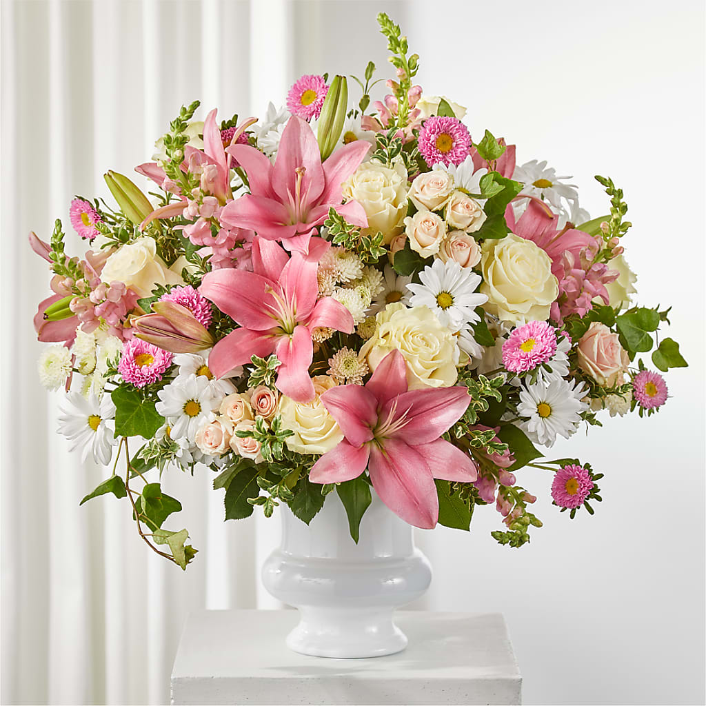 Empathetic Blooms Urn Arrangement – The Rose Shop, Kerrville TX