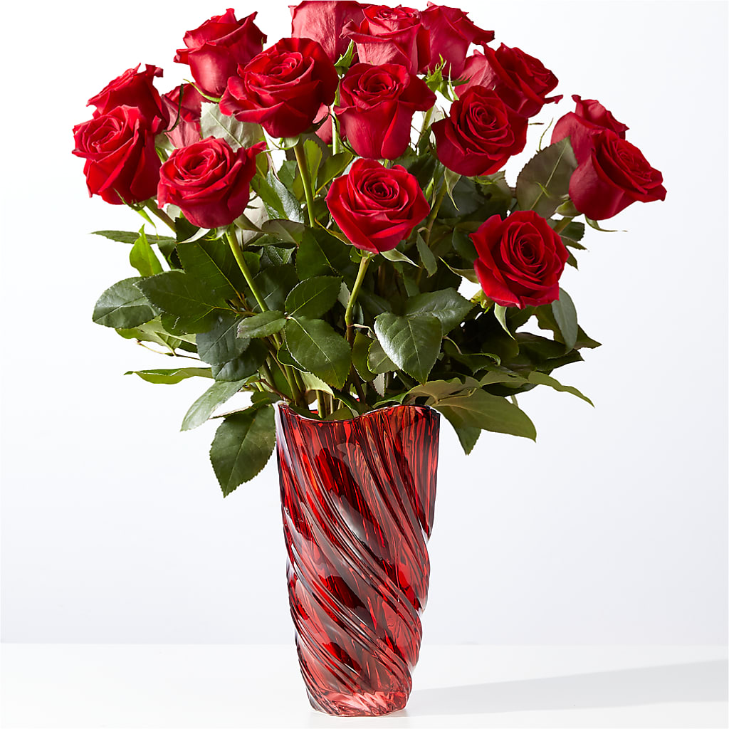 Classic Love Red Rose Bouquet with Luxe Swirl Vase – The Rose Shop, Kerrville TX