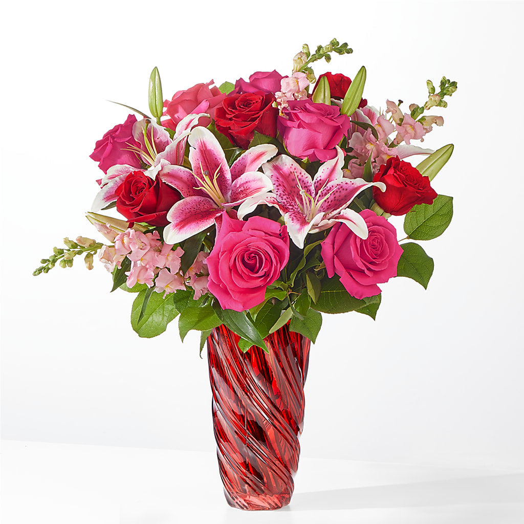 Always You Bouquet with Luxe Swirl Vase – The Rose Shop, Kerrville TX