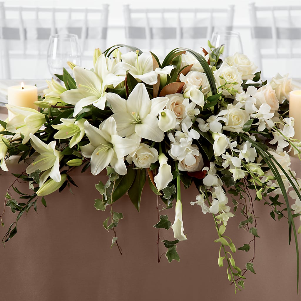 White Linen Arrangement – The Rose Shop, Kerrville TX