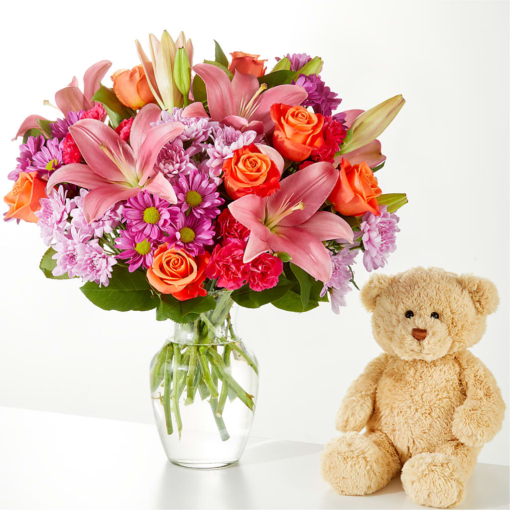 One and Only Bouquet and Bear Bundle –  The Rose Shop, Kerrville TX