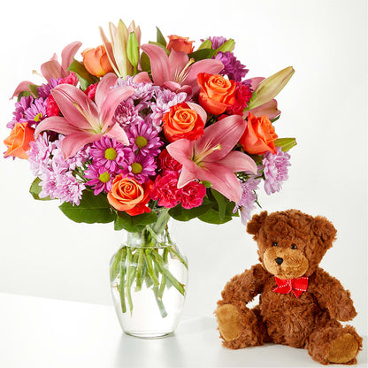 One and Only Bouquet and Bear Bundle –  The Rose Shop, Kerrville TX