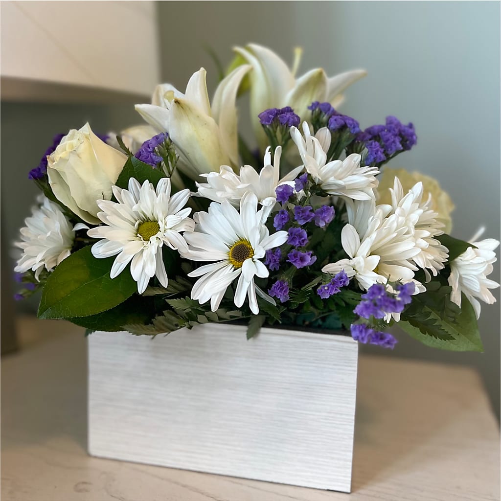 Beyond Blue Box Bouquet –  The Rose Shop, Kerrville TX