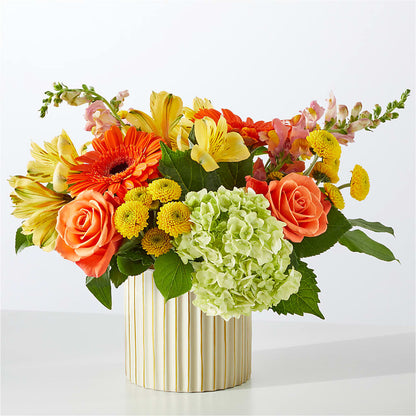 Autumn Sunshine Bouquet with Ivory Vase –  The Rose Shop, Kerrville TX