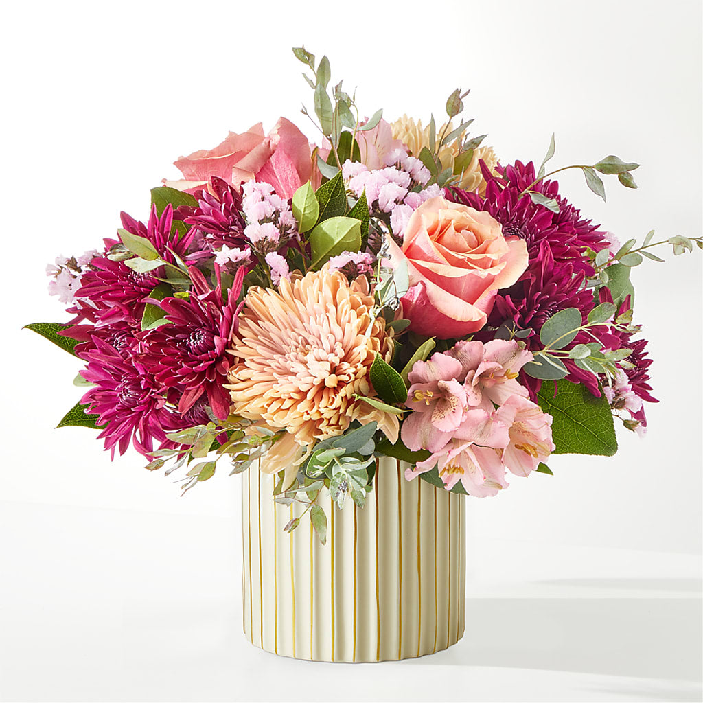 Berry Cobbler Bouquet with Ivory Vase –  The Rose Shop, Kerrville TX