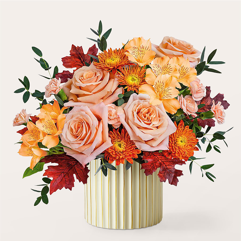 Spiced Latte Bouquet with Ivory Vase –  The Rose Shop, Kerrville TX