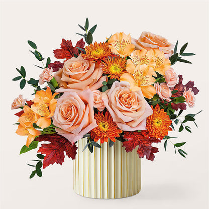 Spiced Latte Bouquet with Ivory Vase –  The Rose Shop, Kerrville TX