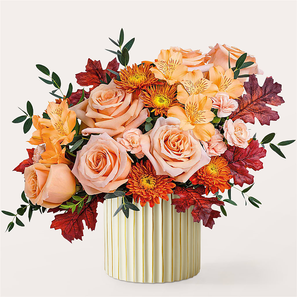 Spiced Latte Bouquet with Ivory Vase –  The Rose Shop, Kerrville TX
