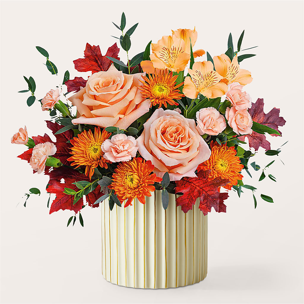Spiced Latte Bouquet with Ivory Vase –  The Rose Shop, Kerrville TX