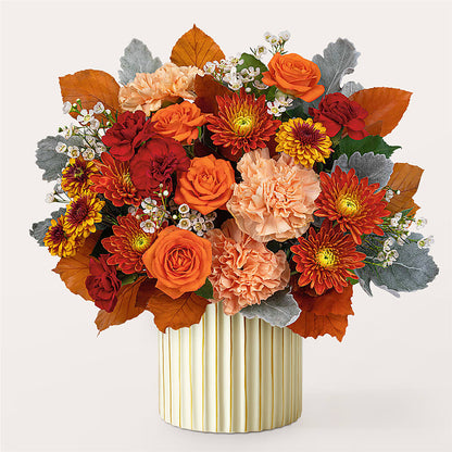 Merlot Bouquet with Ivory Vase –  The Rose Shop, Kerrville TX