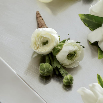 White Ranunculus Boutonniere –  The Rose Shop, Kerrville TX